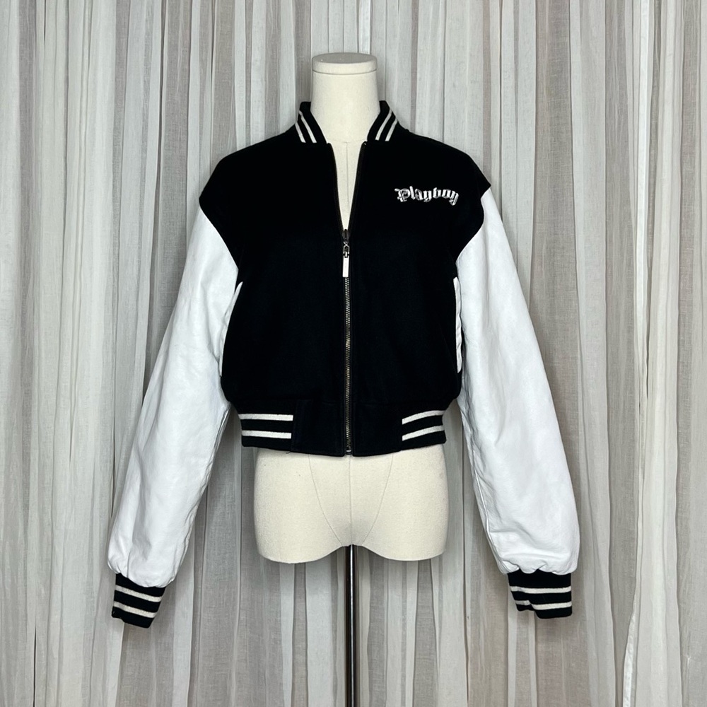 Y2K Playboy Black & White Reversible Varsity Jacket - Picture 2 of 11